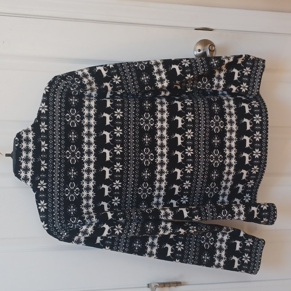 Talbots Women's Black and White Zip-Up Fleece Top - Picture 3 of 5